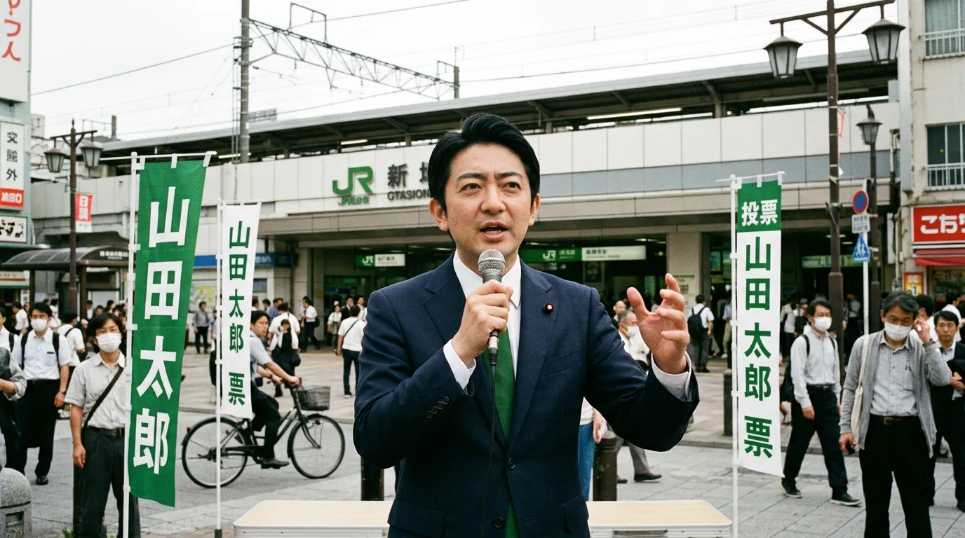 街頭アピールでサービスを訴える佐藤健一