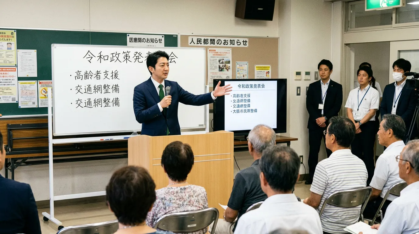 タウンミーティングで参加者の声を聞く佐藤健一